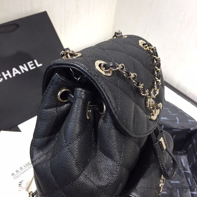 Chanel女包 2020早春新款黑色荔枝紋小牛皮 Duma雙肩背包  djc4008